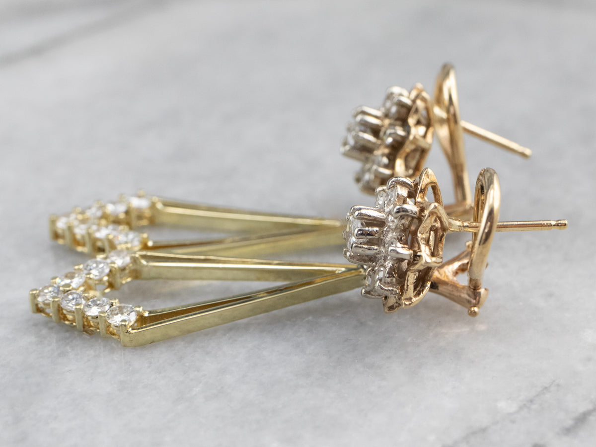 Diamond Gold Statement Drop Earrings