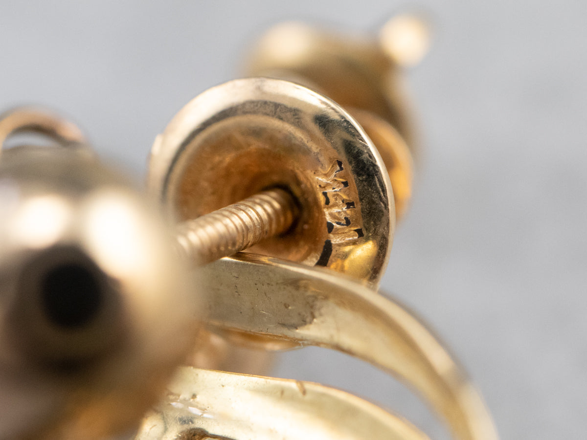 Pearl Gold Petal Drop Earrings