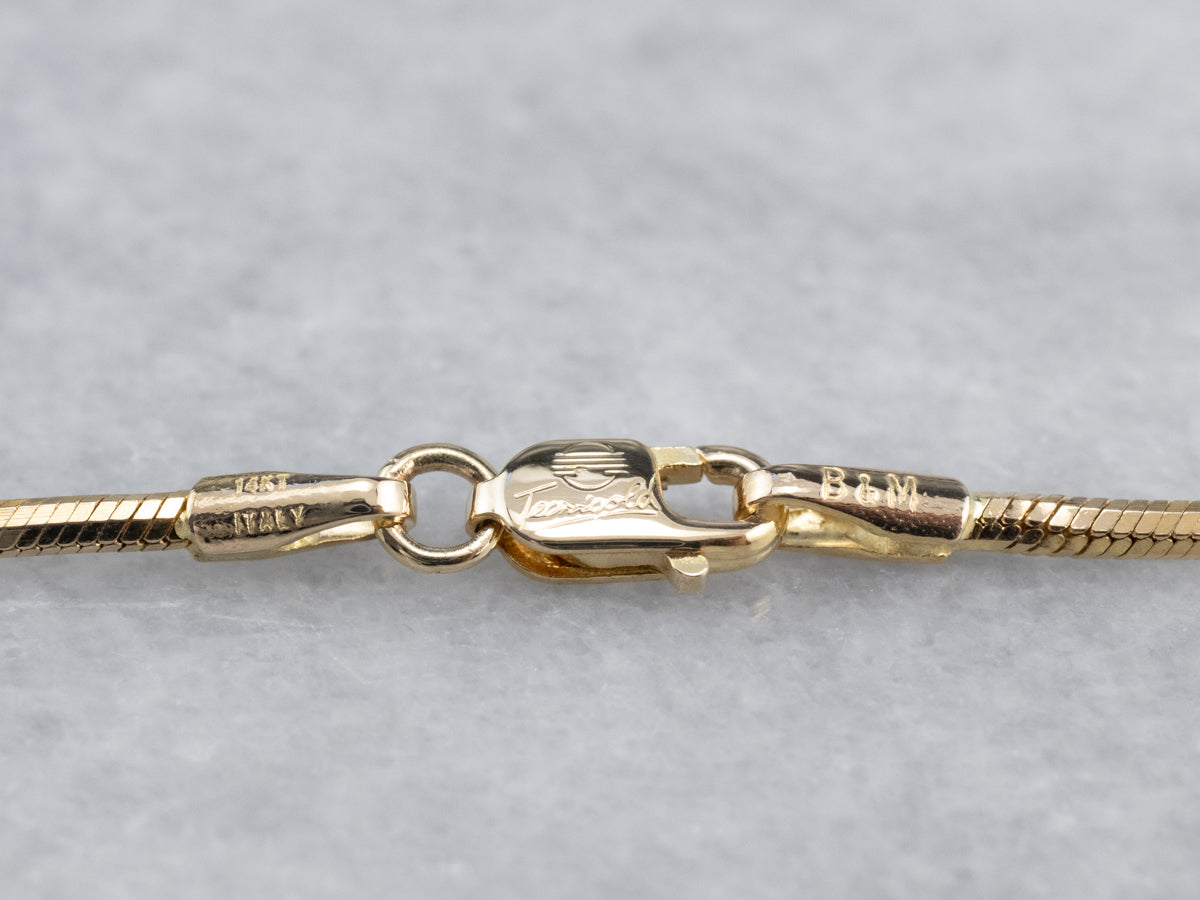 Cadena de serpiente de oro amarillo de 20 pulgadas