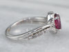 Modern Ruby Diamond Halo White Gold Engagement Ring