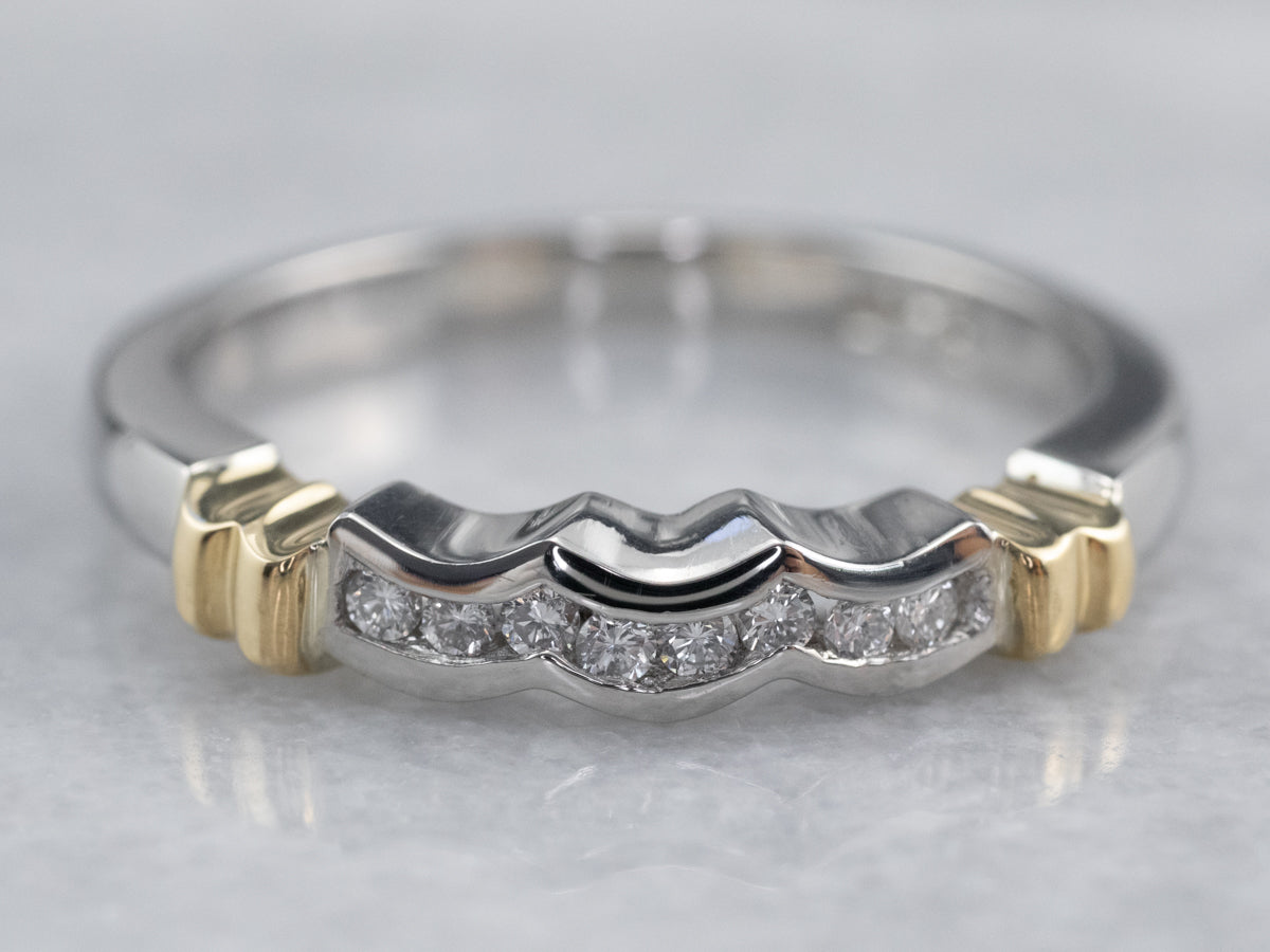 Scalloped Mixed Metal Diamond Band