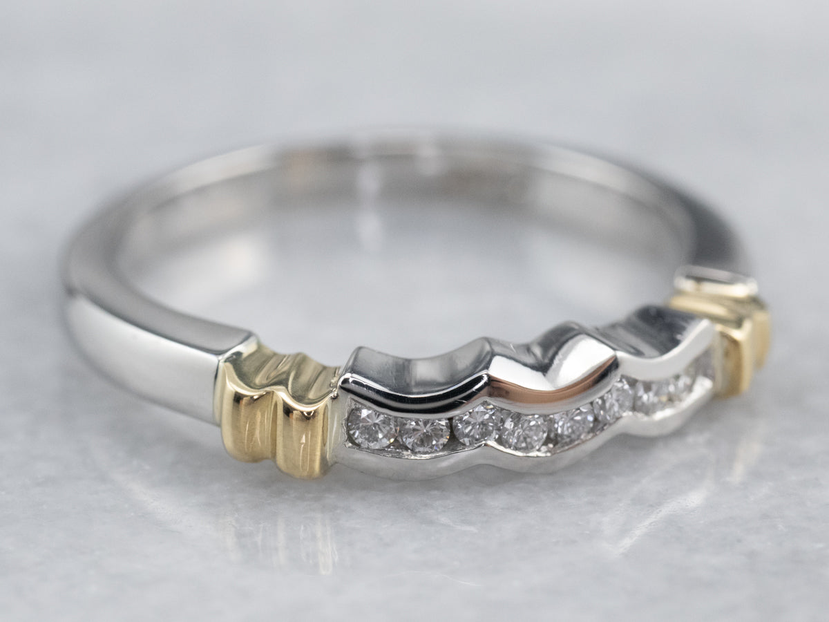 Scalloped Mixed Metal Diamond Band