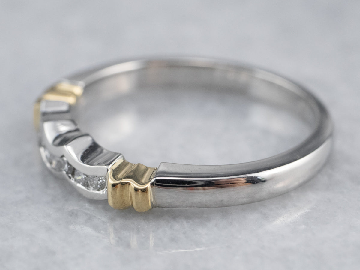 Scalloped Mixed Metal Diamond Band