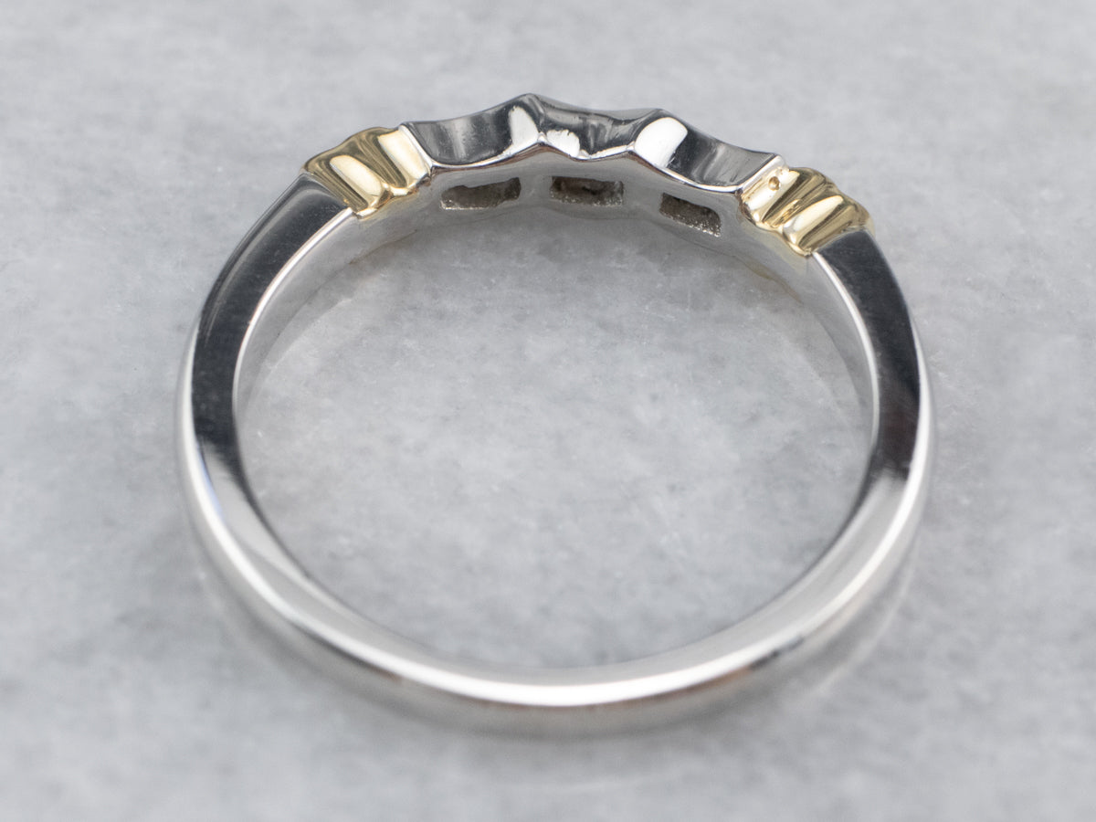 Scalloped Mixed Metal Diamond Band