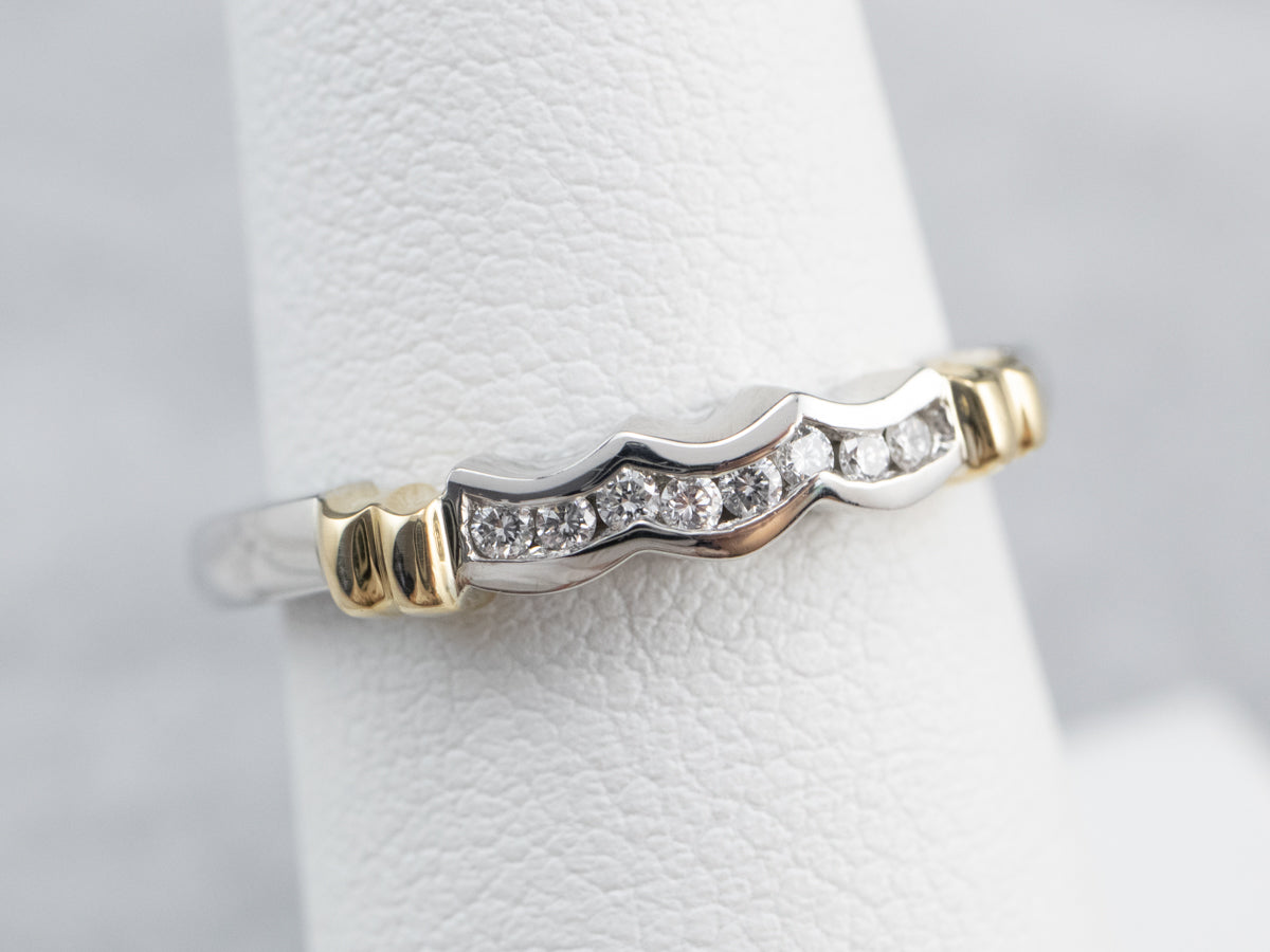 Scalloped Mixed Metal Diamond Band