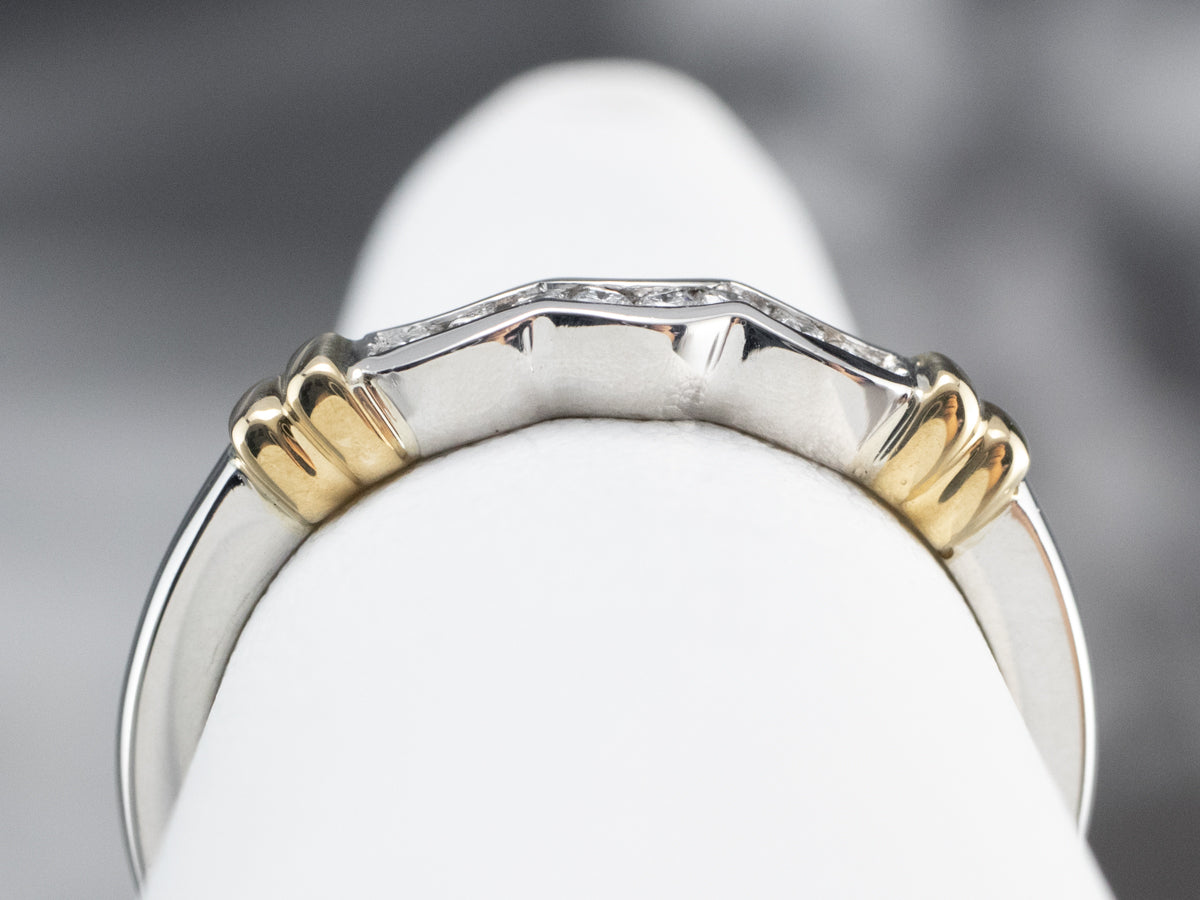 Scalloped Mixed Metal Diamond Band
