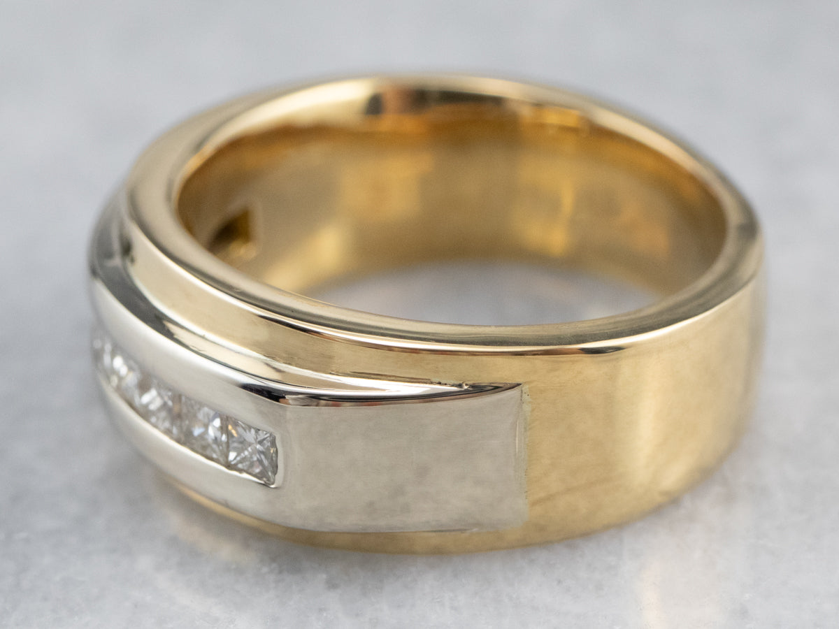 Heavy Men's Gold Diamond Band