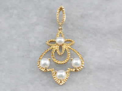Gold Filigree Pearl Pendant