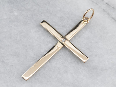 Large Diamond Cross Gold Pendant