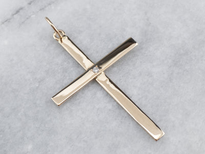 Large Diamond Cross Gold Pendant