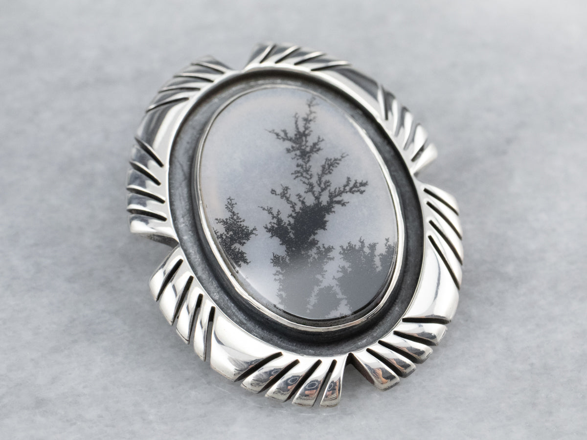 Sterling Tribal Style Agate Pin or Pendant