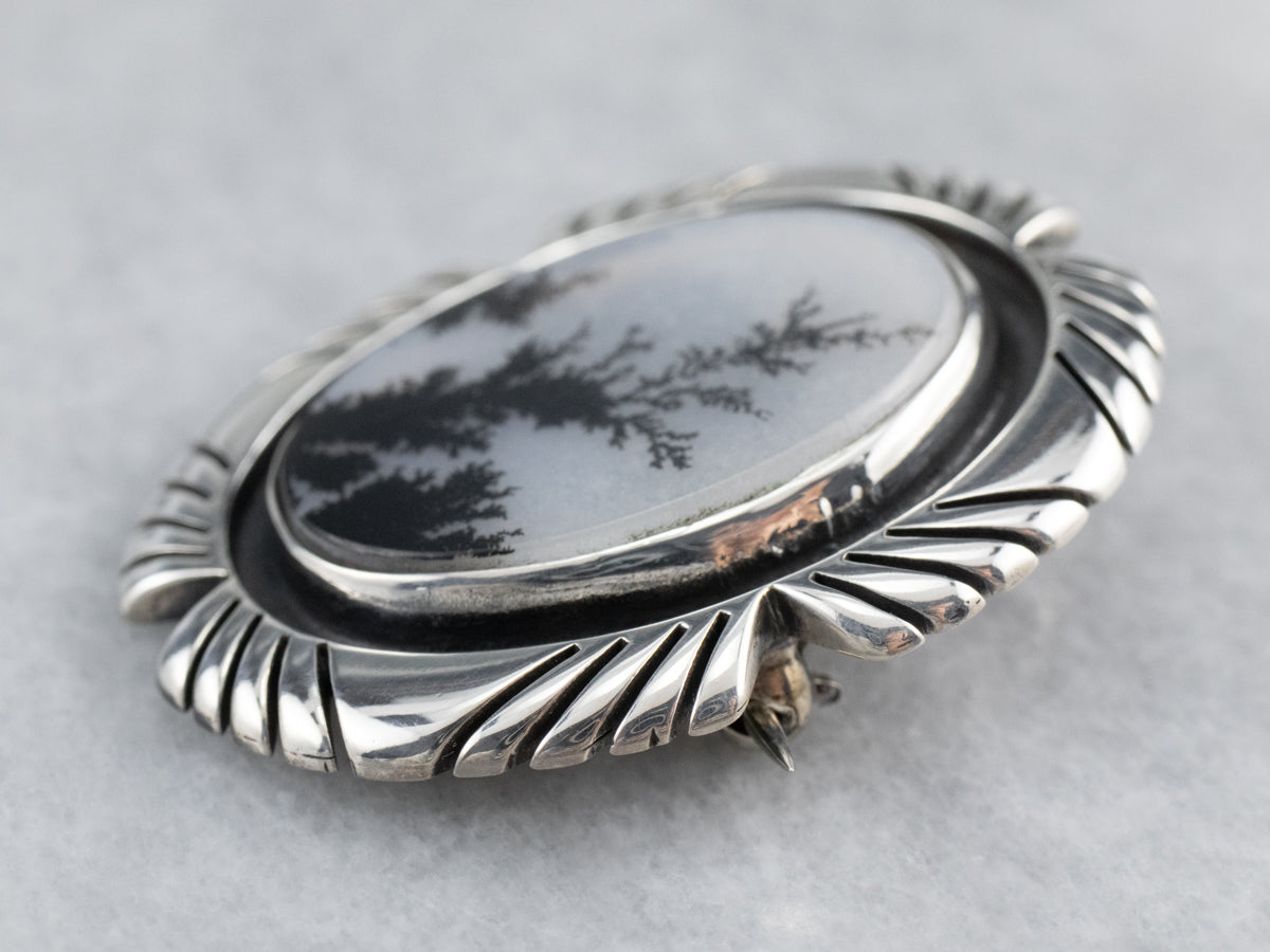 Sterling Tribal Style Agate Pin or Pendant