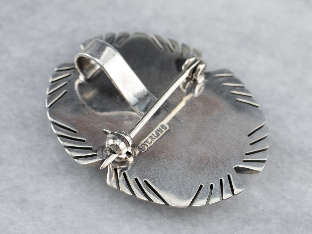 Sterling Tribal Style Agate Pin or Pendant