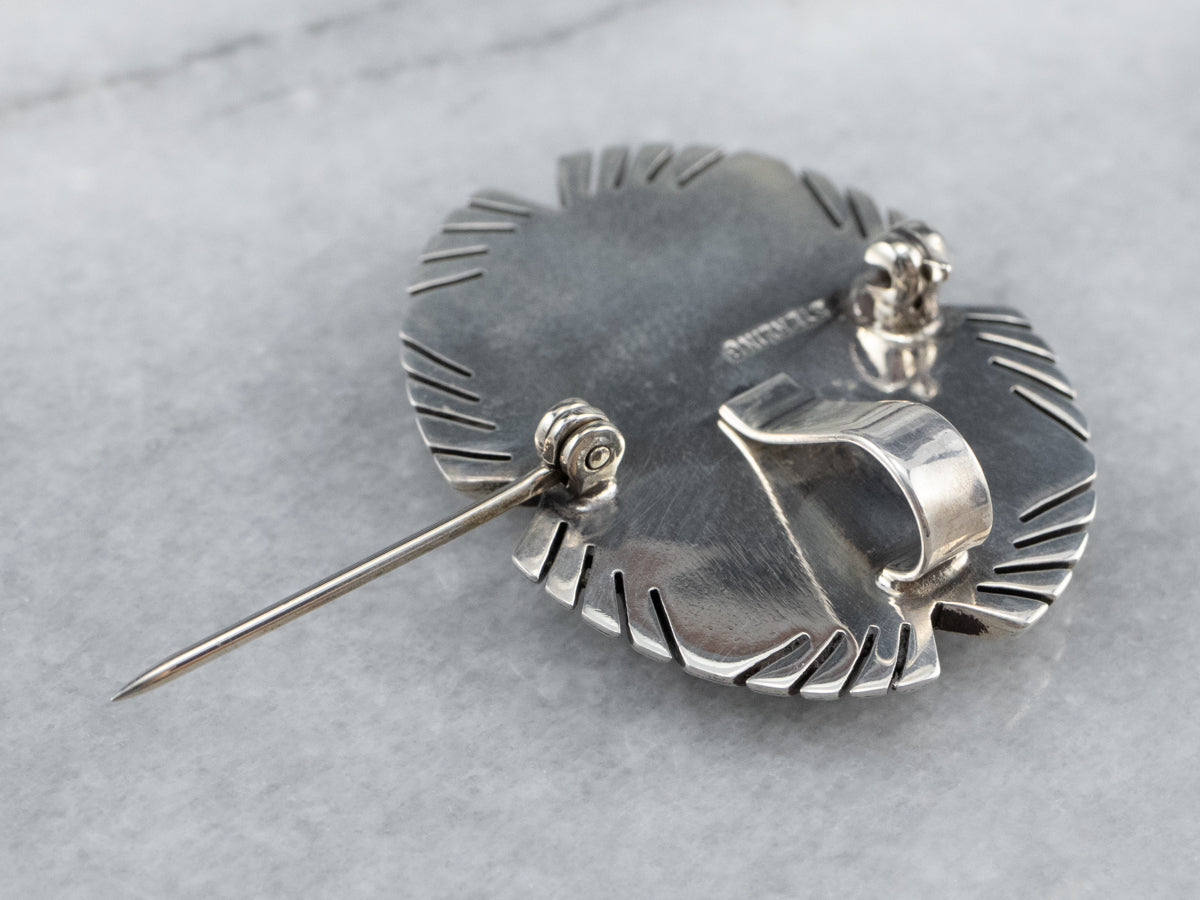 Sterling Tribal Style Agate Pin or Pendant