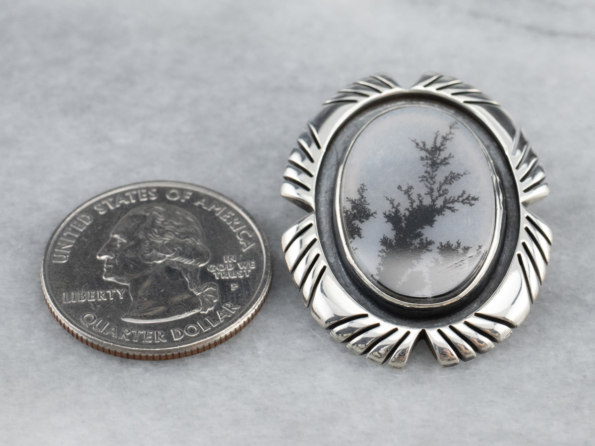 Sterling Tribal Style Agate Pin or Pendant