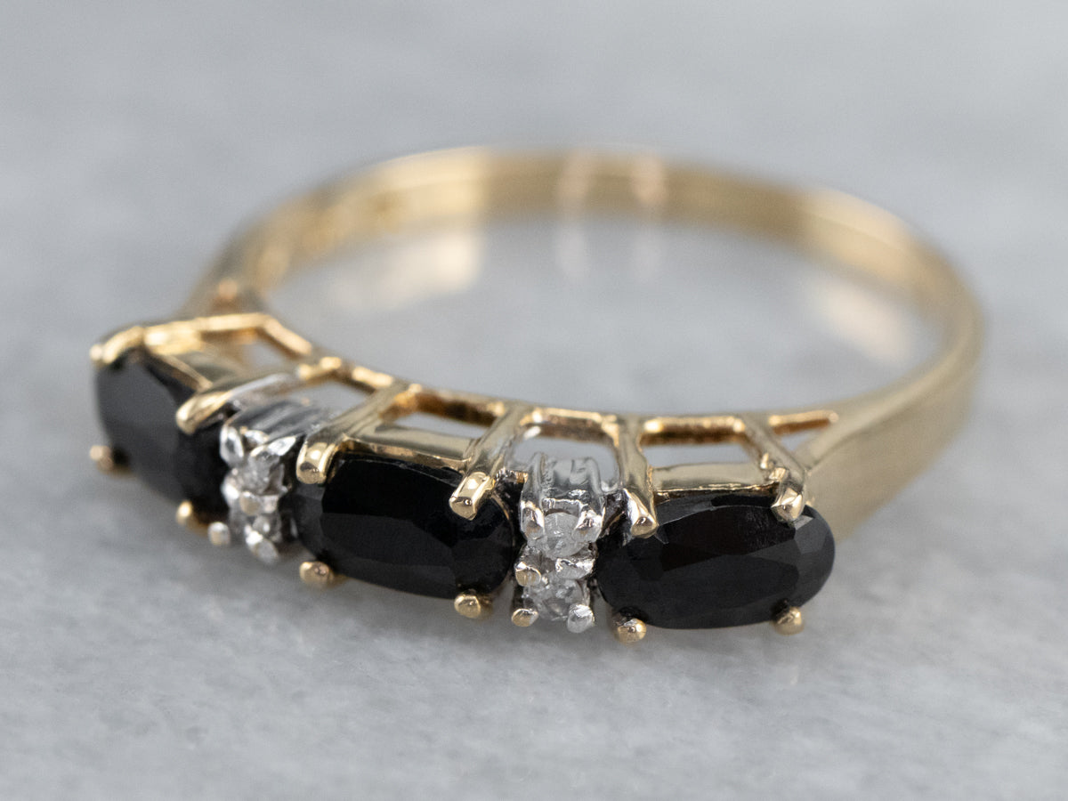 Dark Sapphire and Diamond Band
