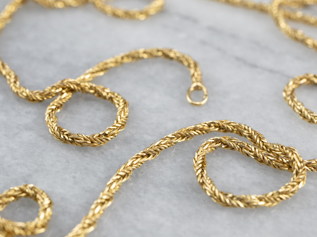 Braided/Twisted Wheat-style Chain, Extra Petite, Gold-tone Finish