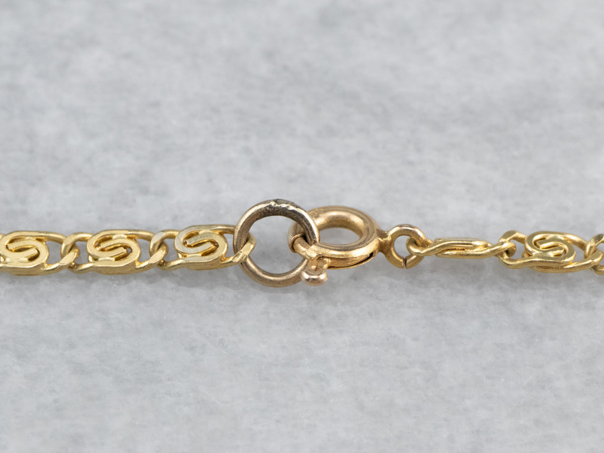 Collar de cadena de pergamino de oro de 14 quilates