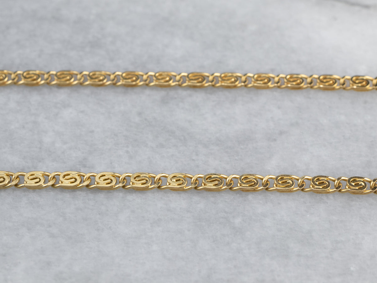 Collar de cadena de pergamino de oro de 14 quilates