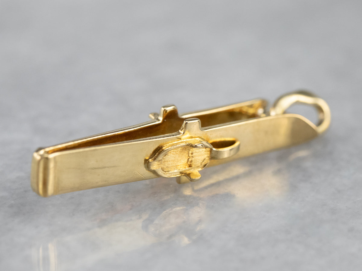Vintage 18K Gold Skiing Charm Pendant