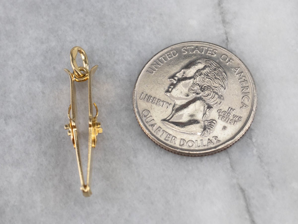 Vintage 18K Gold Skiing Charm Pendant