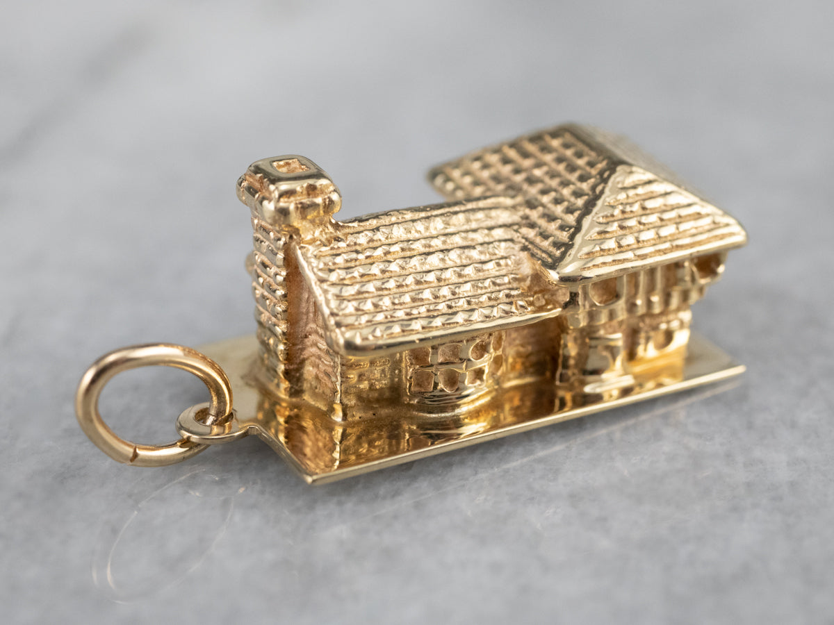 Vintage Gold House Charm Pendant