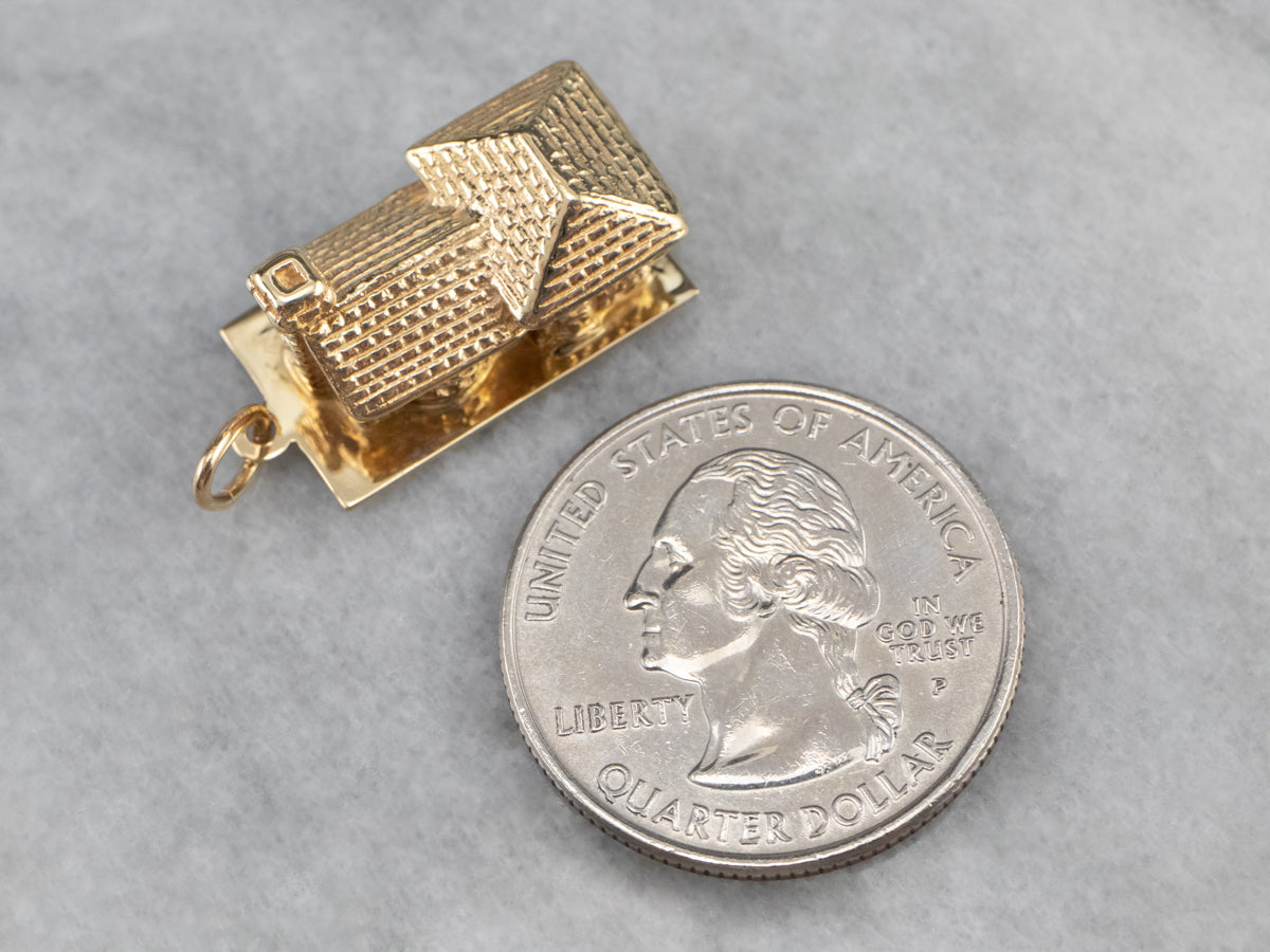 Vintage Gold House Charm Pendant