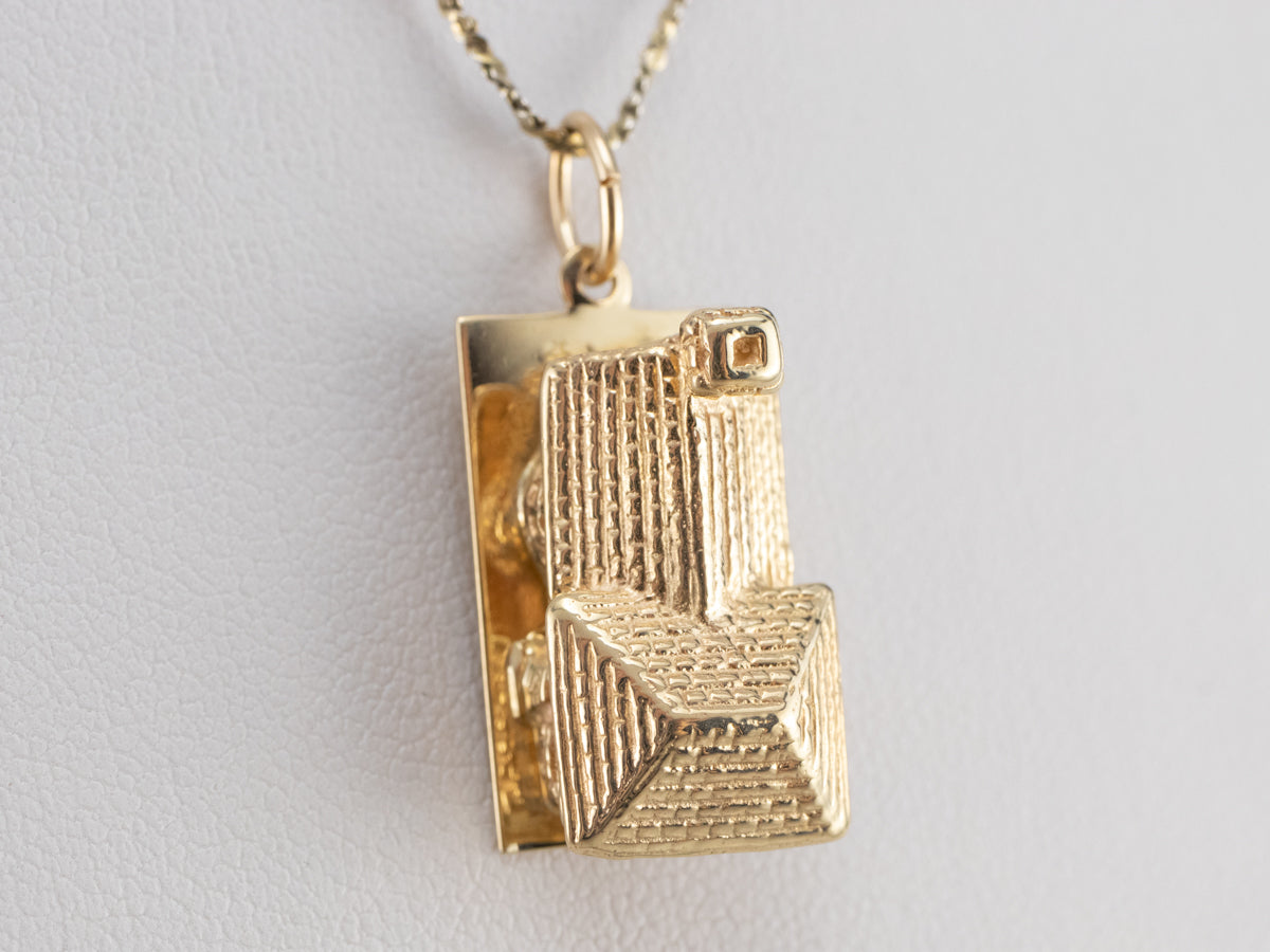 Vintage Gold House Charm Pendant