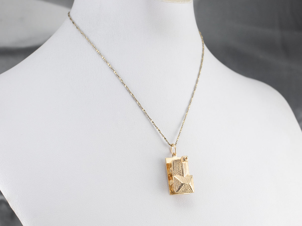 Vintage Gold House Charm Pendant