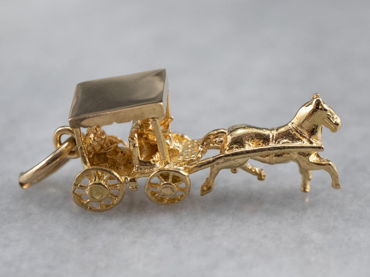 Gold Horse and Carriage Charm