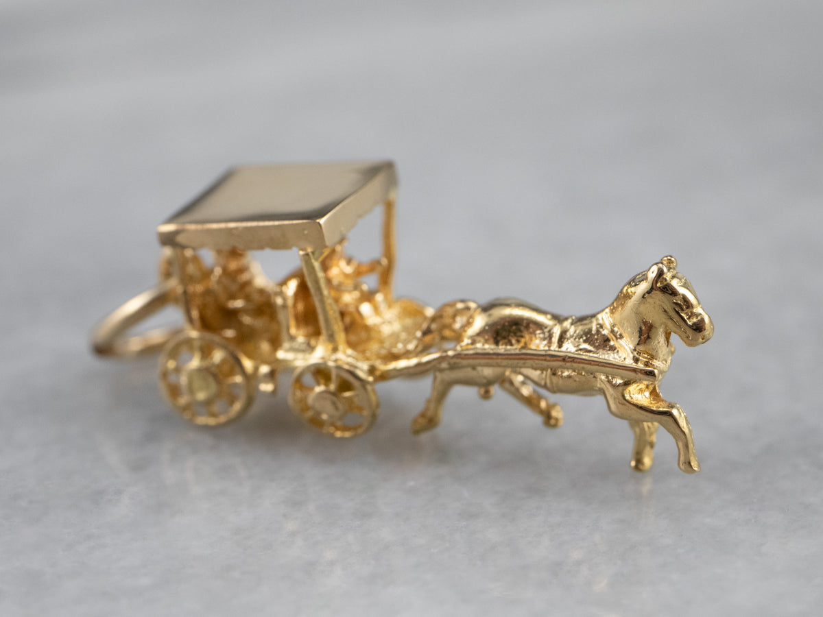 Gold Horse and Carriage Charm