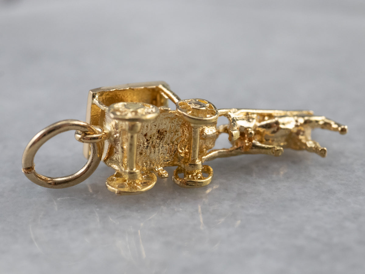 Gold Horse and Carriage Charm