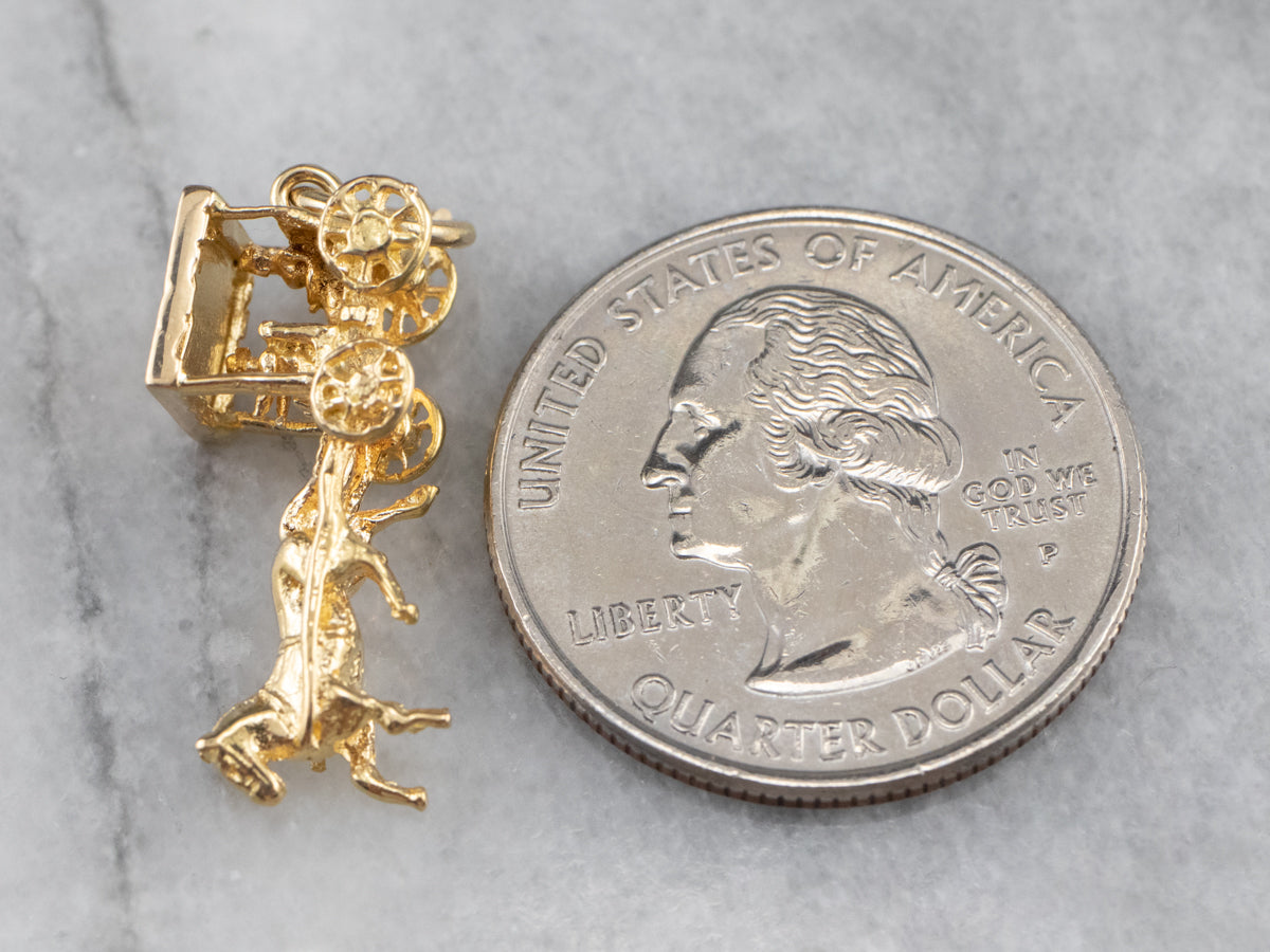 Gold Horse and Carriage Charm