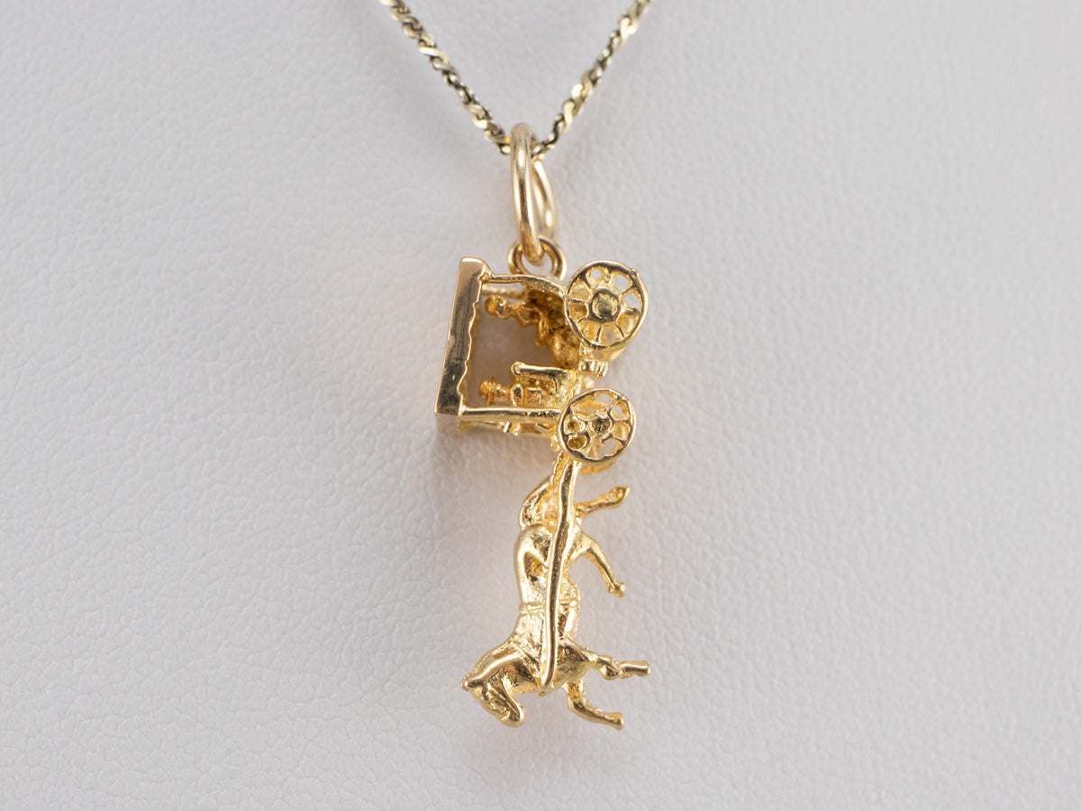 Gold Horse and Carriage Charm