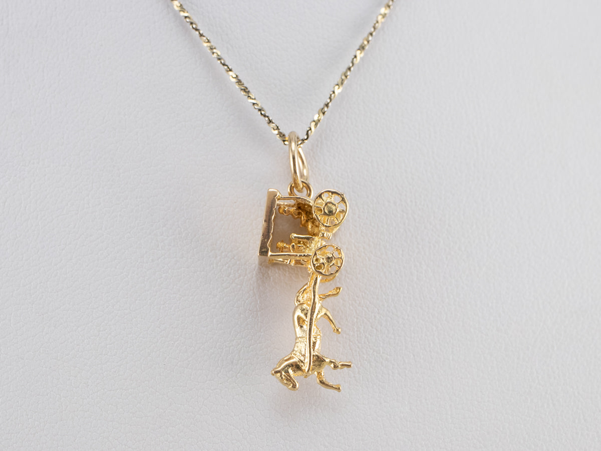 Gold Horse and Carriage Charm