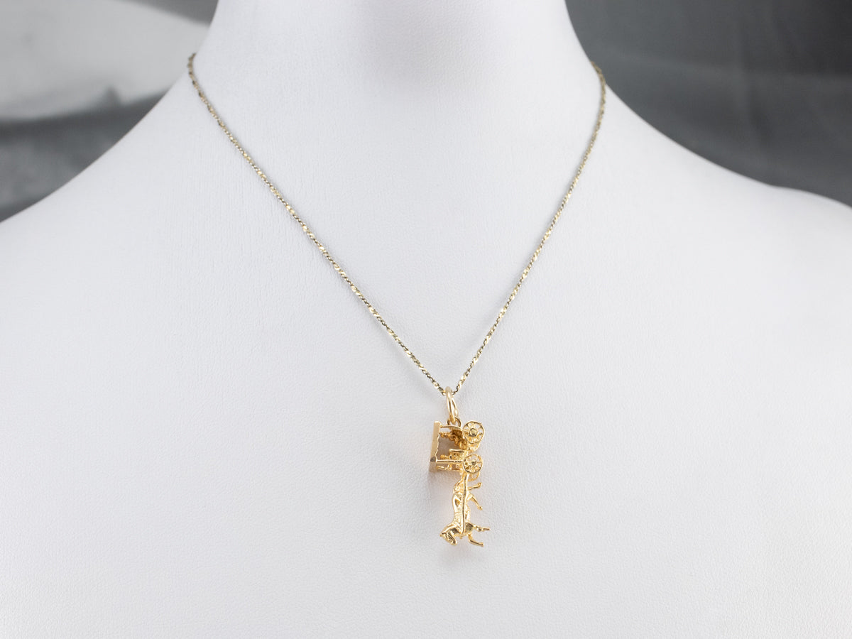 Gold Horse and Carriage Charm