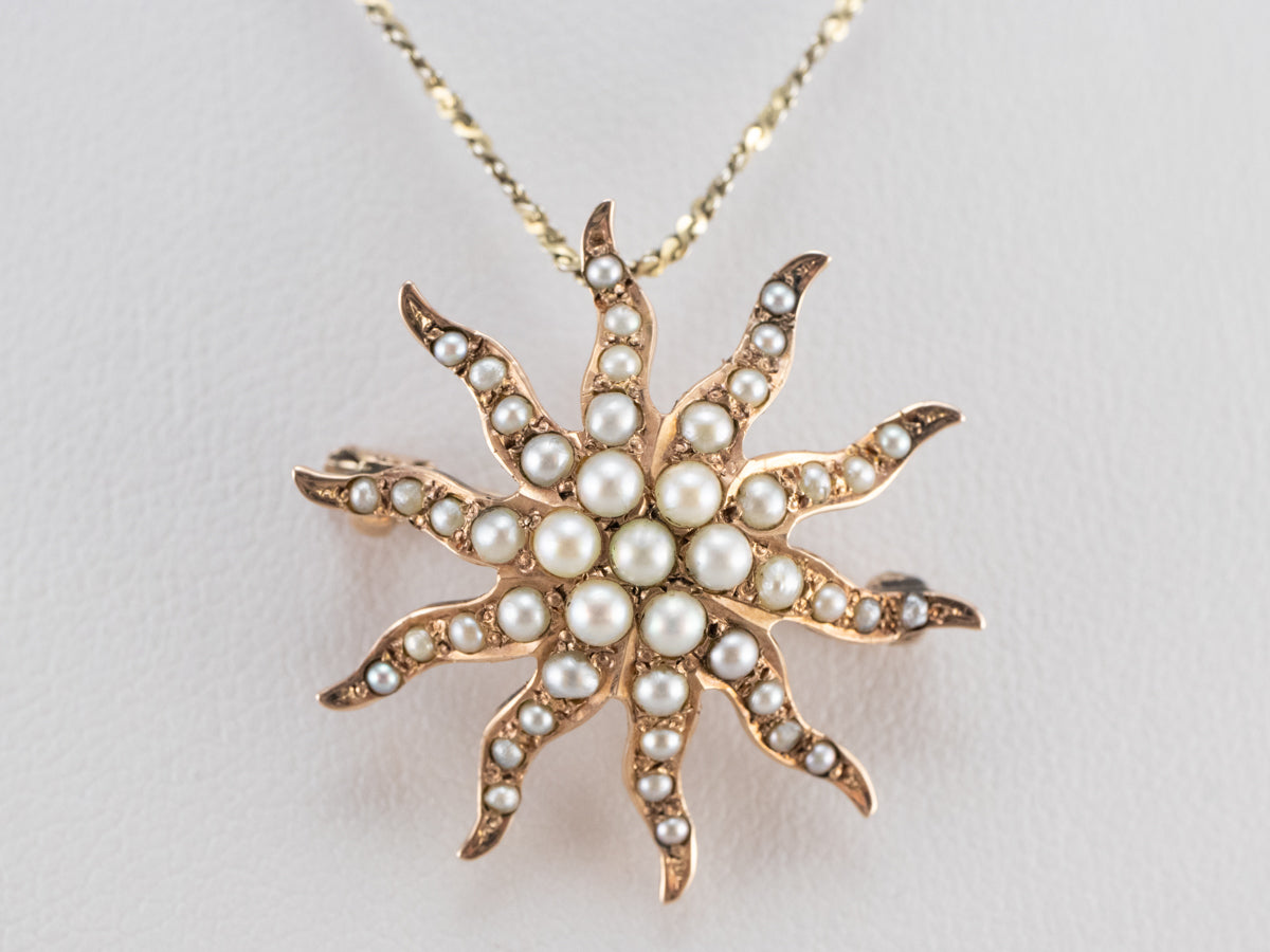 Victorian Seed Pearl Brooch or Pendant