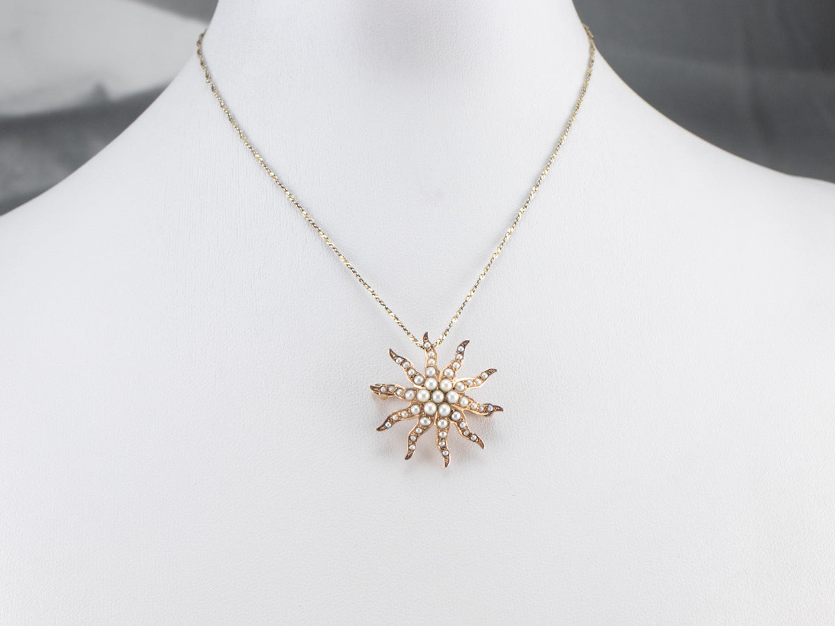 Victorian Seed Pearl Brooch or Pendant