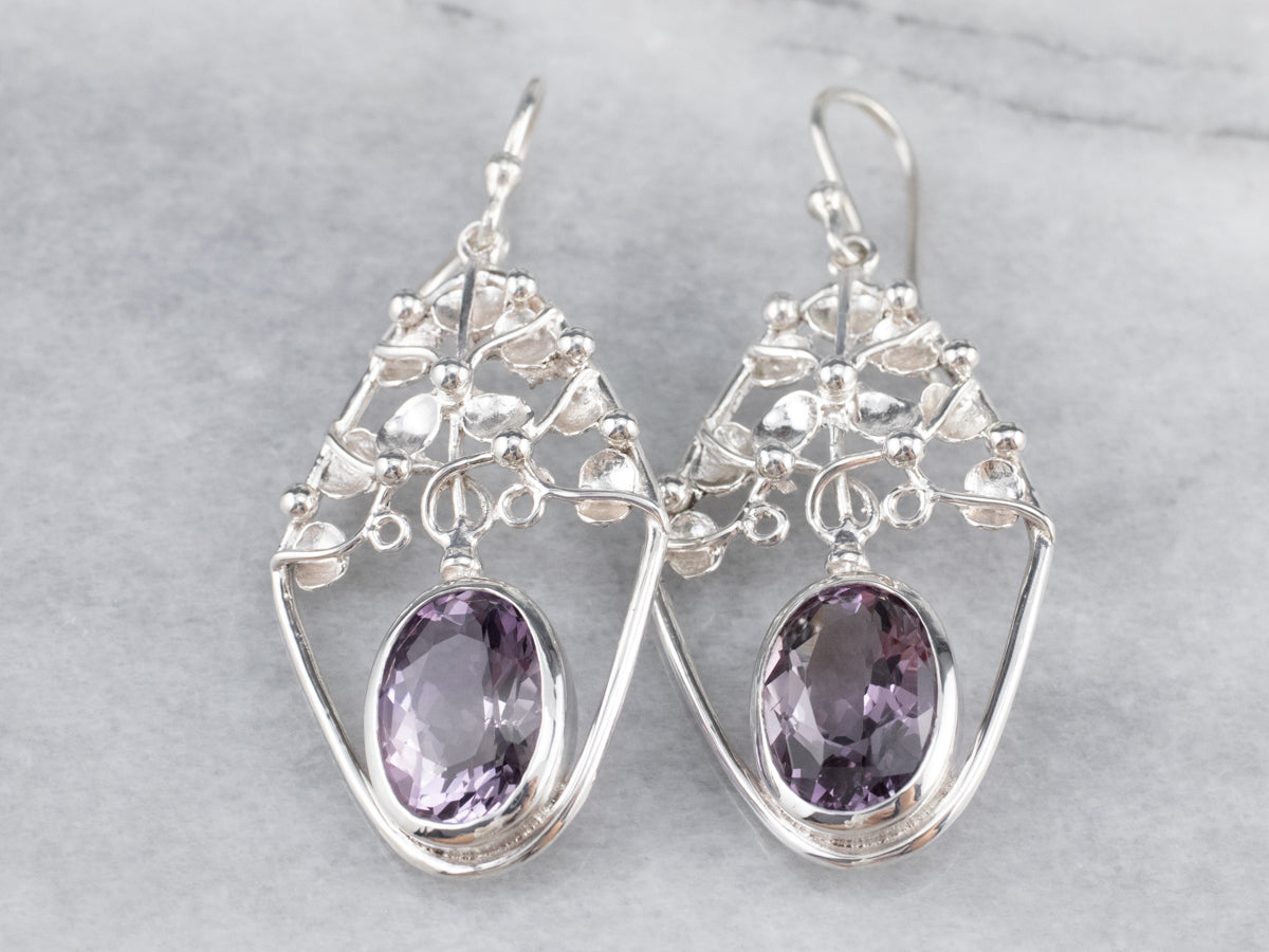 Sterling Silver Amethyst Drop Earrings