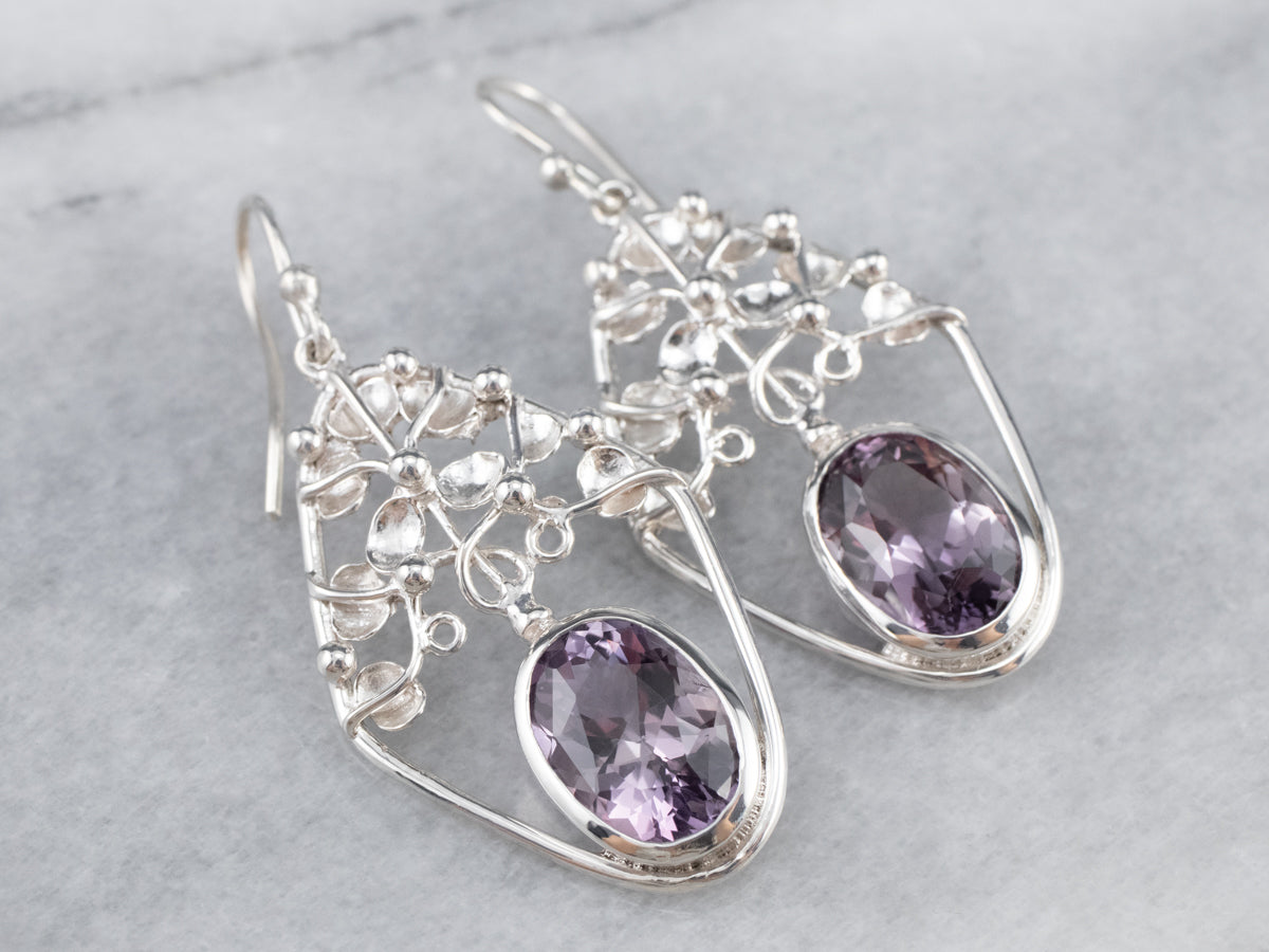 Sterling Silver Amethyst Drop Earrings