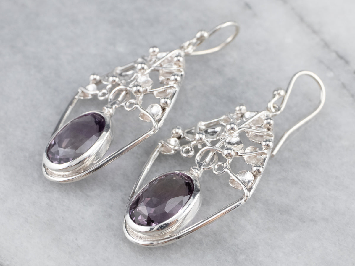 Sterling Silver Amethyst Drop Earrings