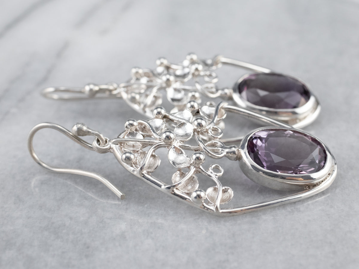 Sterling Silver Amethyst Drop Earrings