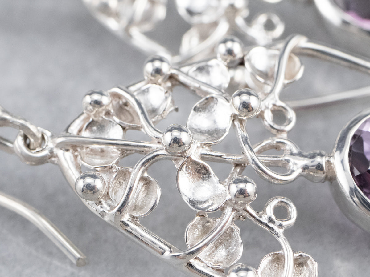 Sterling Silver Amethyst Drop Earrings