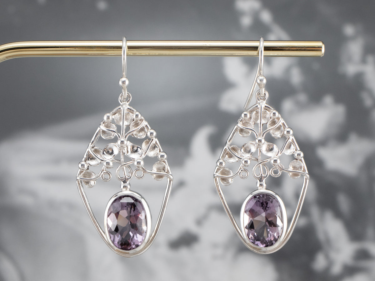 Sterling Silver Amethyst Drop Earrings