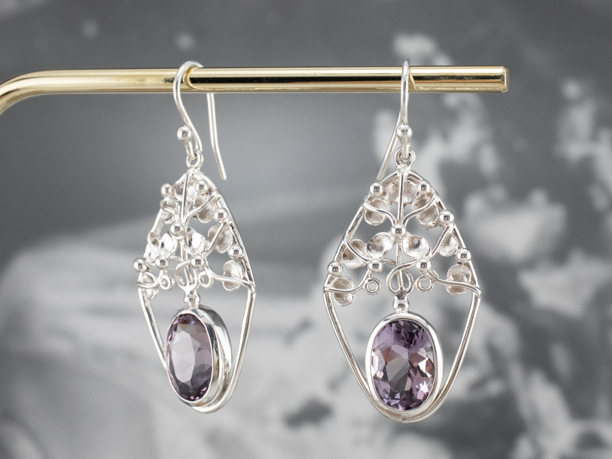Sterling Silver Amethyst Drop Earrings