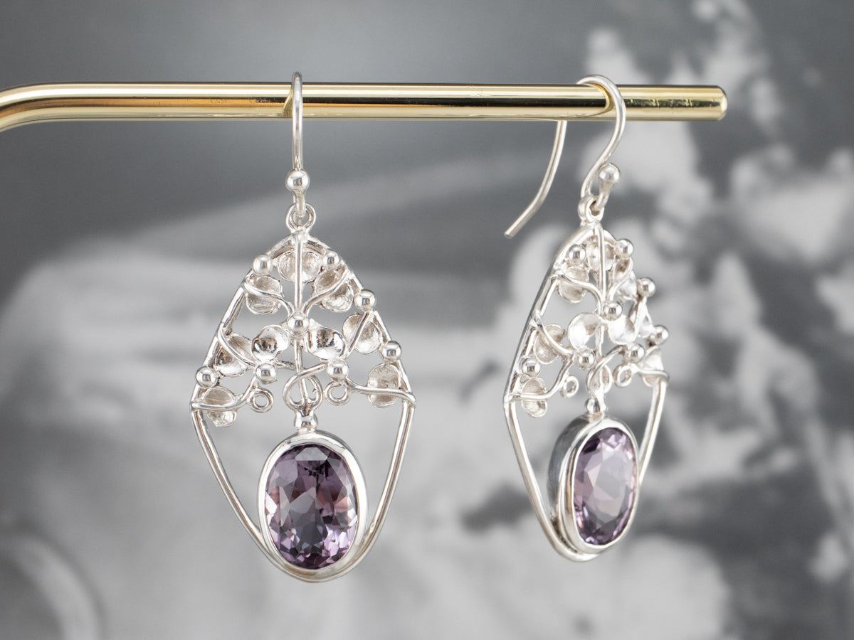 Sterling Silver Amethyst Drop Earrings