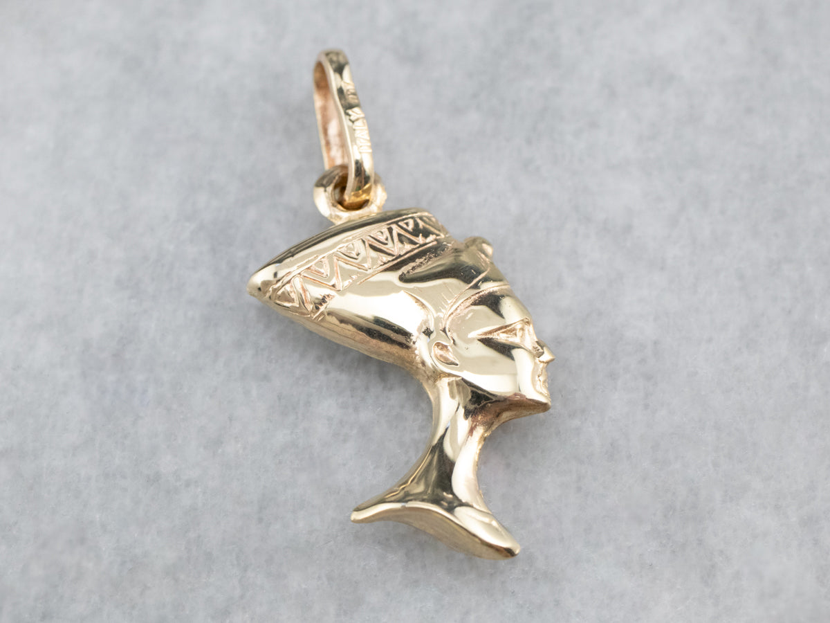 14K Gold Nefertiti Charm Pendant