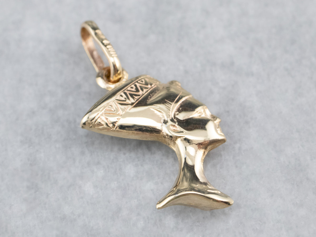 14K Gold Nefertiti Charm Pendant
