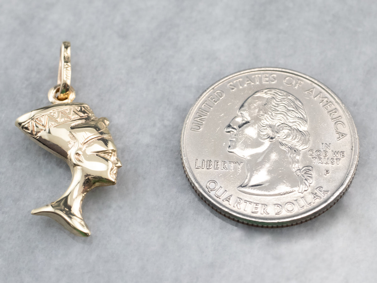 14K Gold Nefertiti Charm Pendant