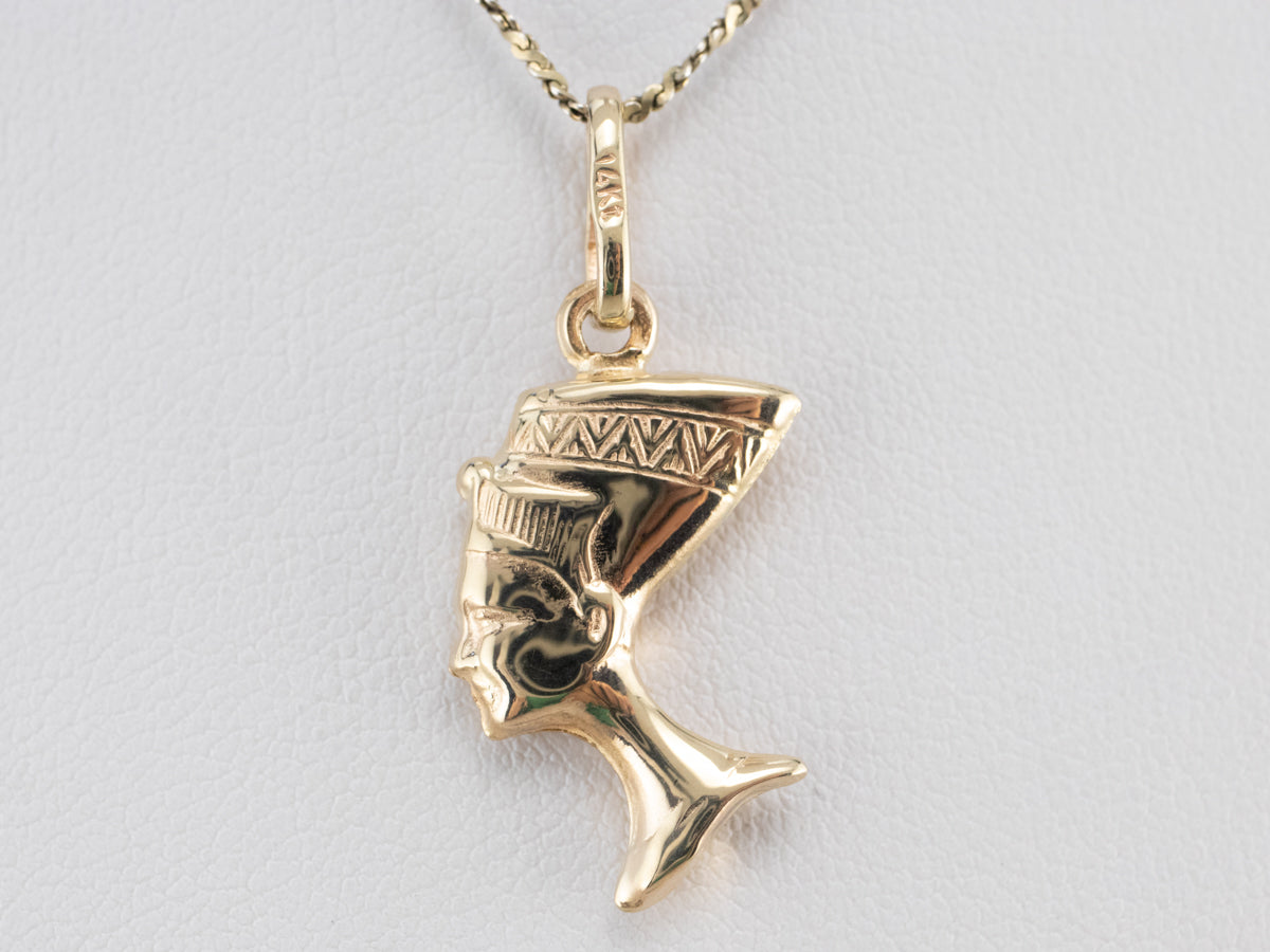 14K Gold Nefertiti Charm Pendant